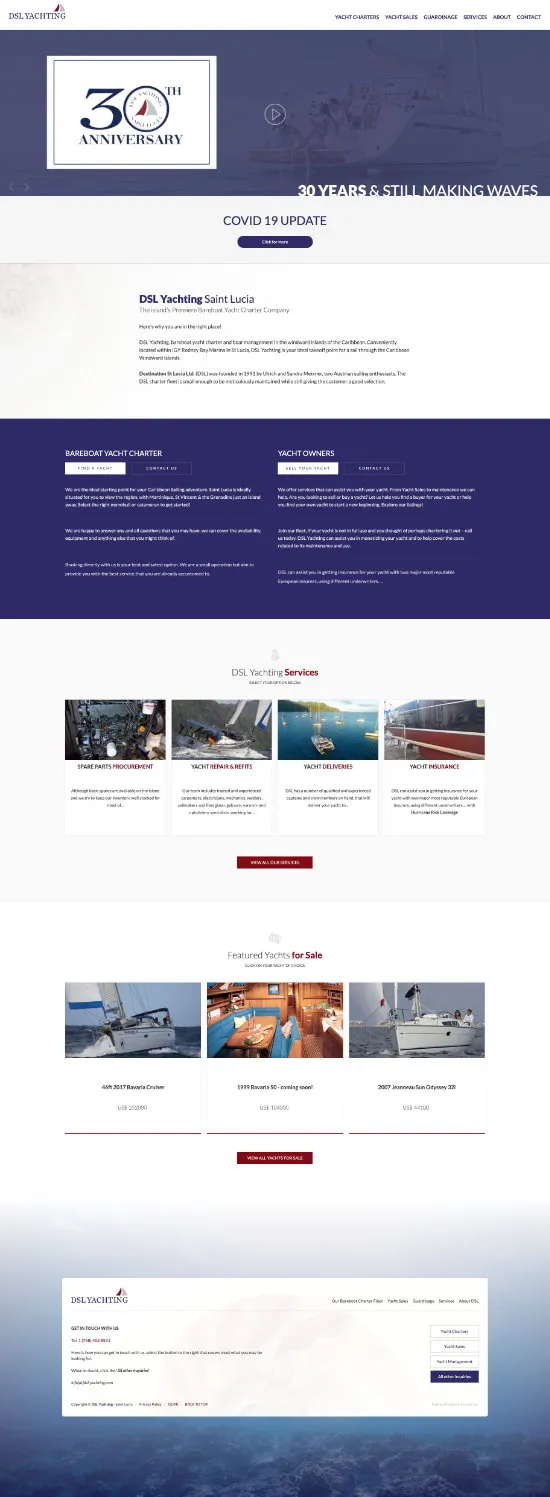 Redesigned website for DSL Yachting