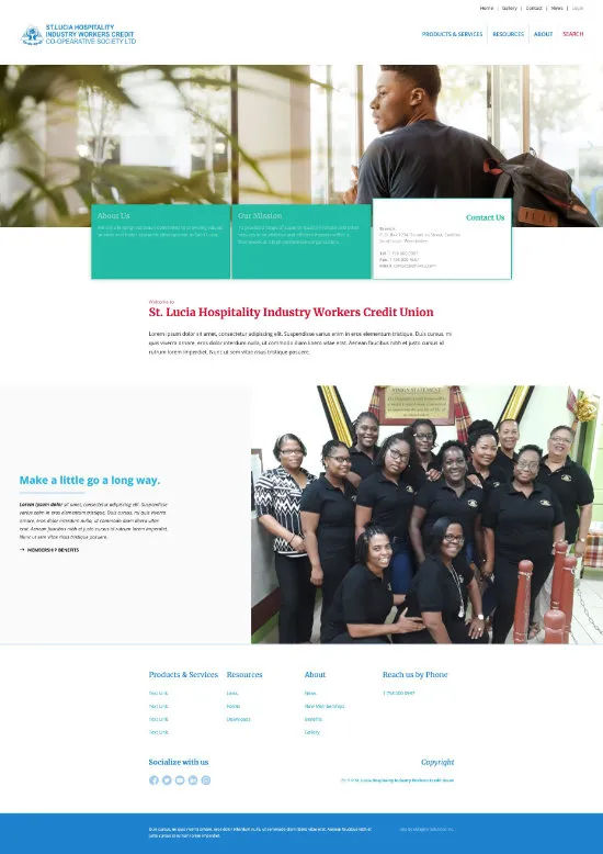 Redesigned website for St Lucia Hospitality Industry Workers Co-operative Society
