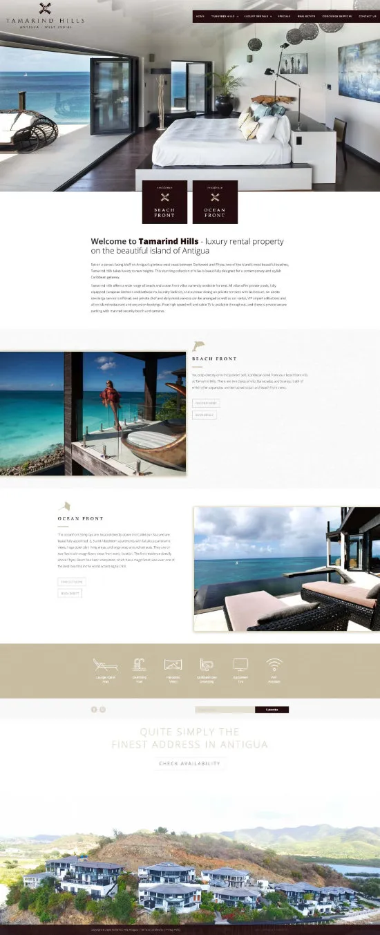 Website design for Tamarind Hills in Antigua